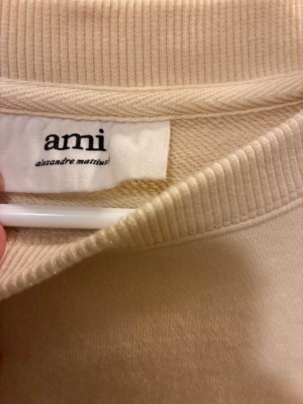 Ami Soft Cream Ribbed Neck Sweatshirt - Picture 4 of 7